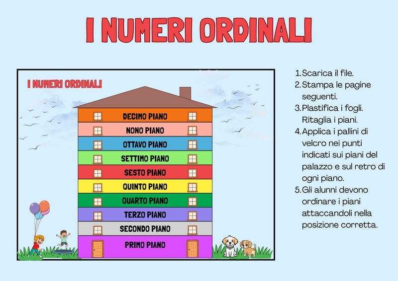Maestracongusto su Canva Gioco illustrato sui numeri ordinali