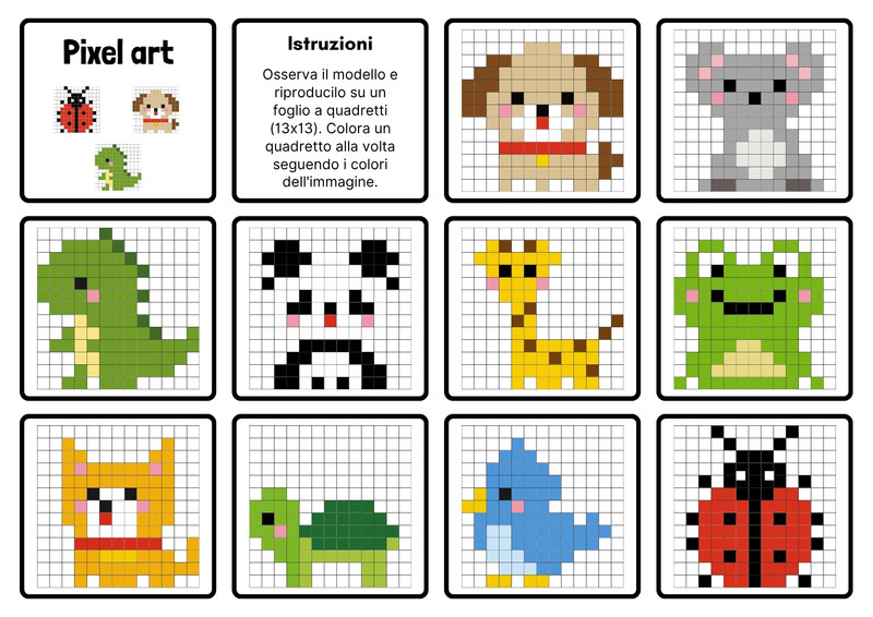 Flashcard educative in stile Pixel Art