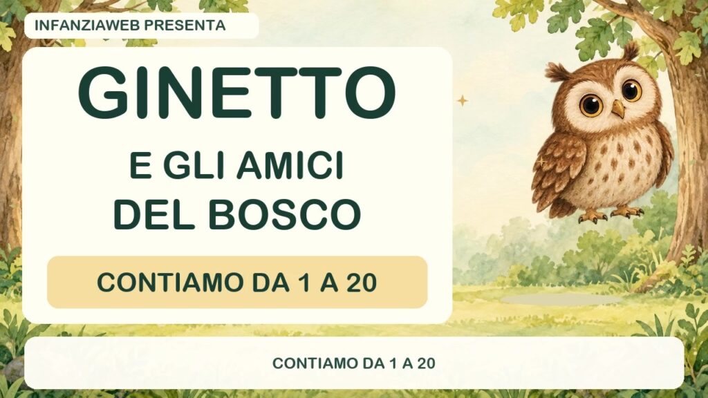 Ginetto, un gufetto nel bosco, presenta la canzone per contare da 1 a 20.