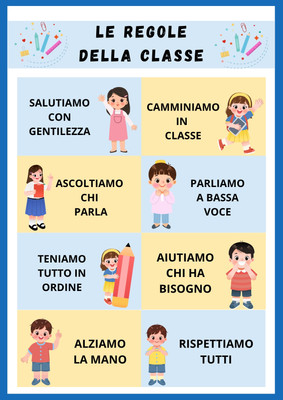 Maestracongusto su Canva Poster illustrato con otto regole della classe